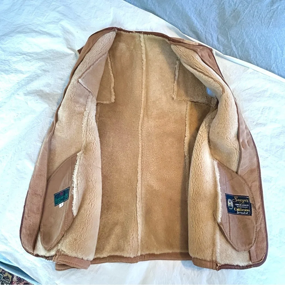 RARE Vintage Abercrombie & Fitch 70/80s Lambskin Suede Vest Tan and Brown 12